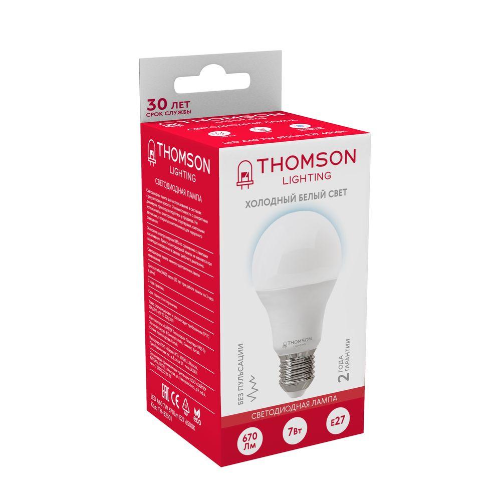 Лампа светодиодная Thomson E27 7W 6500K груша матовая TH-B2301