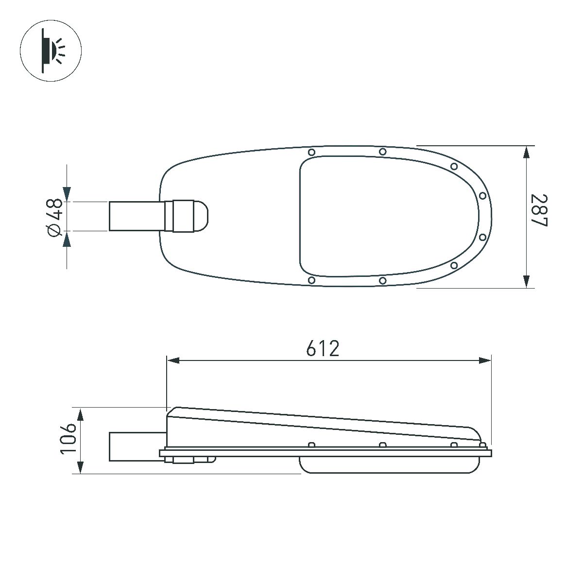 Уличный консольный светильник Arlight OXOR-ELFA 611х288-108W Day5000 052251