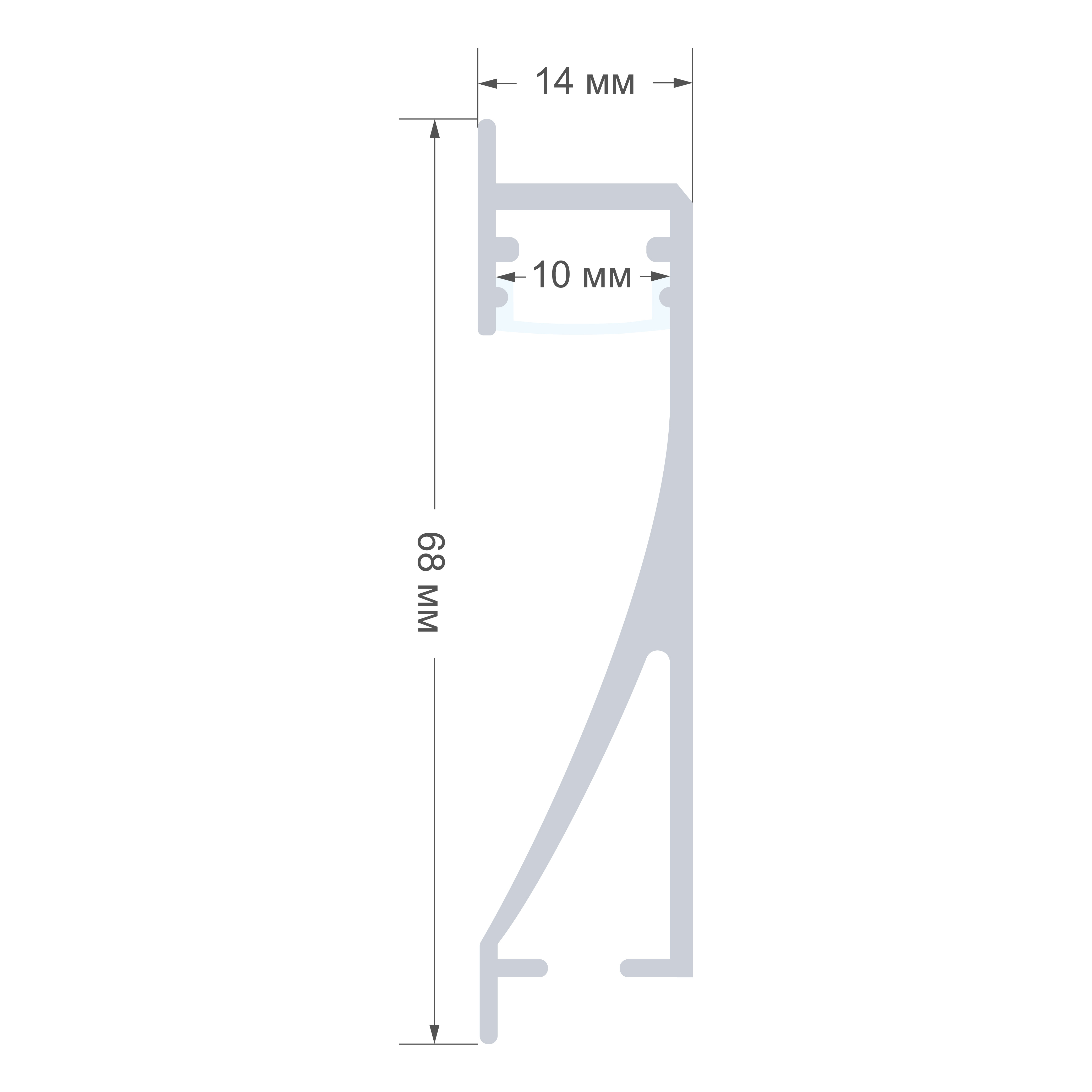 Профиль встраиваемый Apeyron ширина ленты до 10мм (рассеиватель, заглушки - 2шт) 08-42
