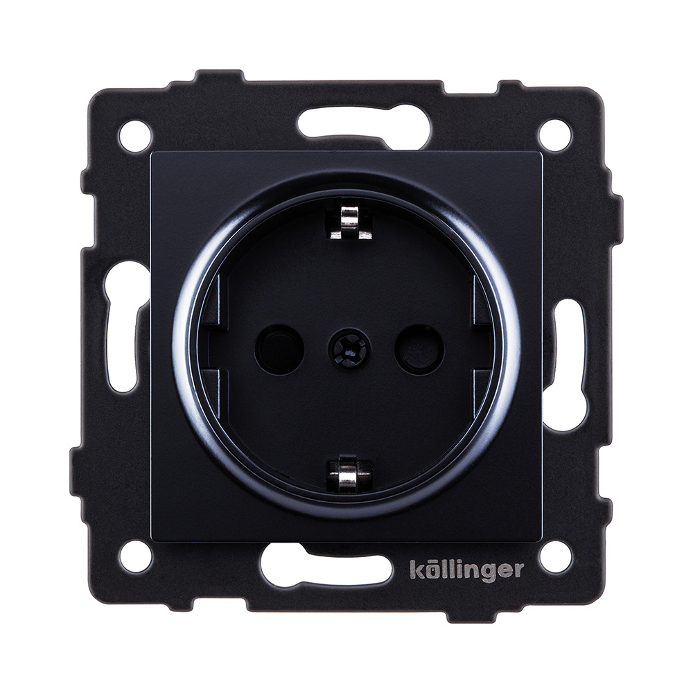 Розетка штепсельная SCHUKO 16A/250 В, черный Kollinger REA-002BK для Aspekt, Eleganz, Reflex