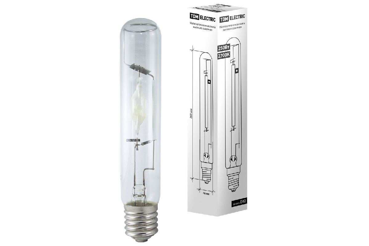 Лампа металлогалогенная TDM Electric E40 250W 2700K прозрачная SQ0325-0015