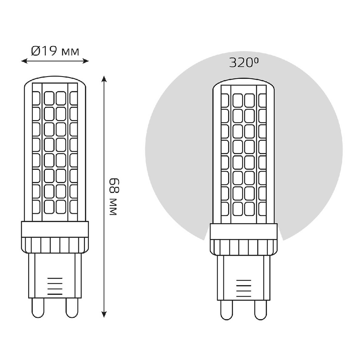 Лампа светодиодная диммируемая Gauss G9 5,5W 3000К прозрачная 107309155-D