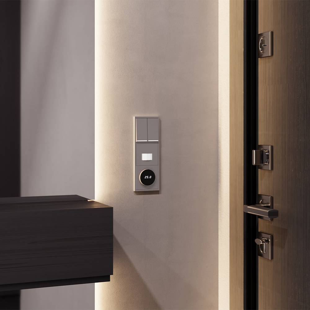 Терморегулятор электронный Voltum S70 с индикацией и датчиком, для теплого пола, (капучино) VLS070114