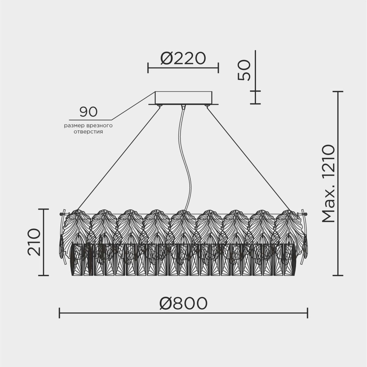 Подвесная люстра стекло Modelux ML.7445.800 GD