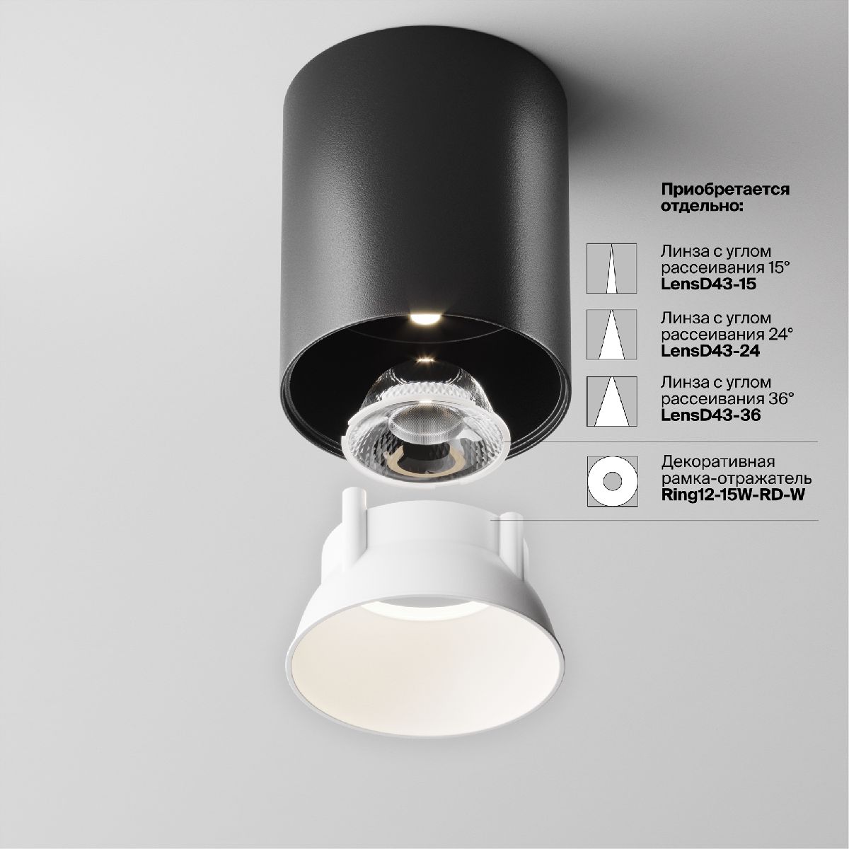 Накладной светильник Maytoni Alfa LED C064CL-12W4K-RD-B