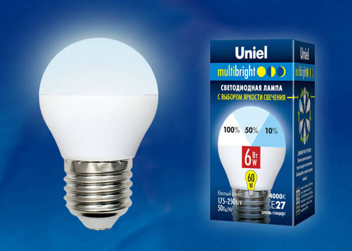 Лампа светодиодная (UL-00002378) Uniel E27 6W 4000K матовая LED-G45-6W/NW/E27/FR/MB PLM11WH
