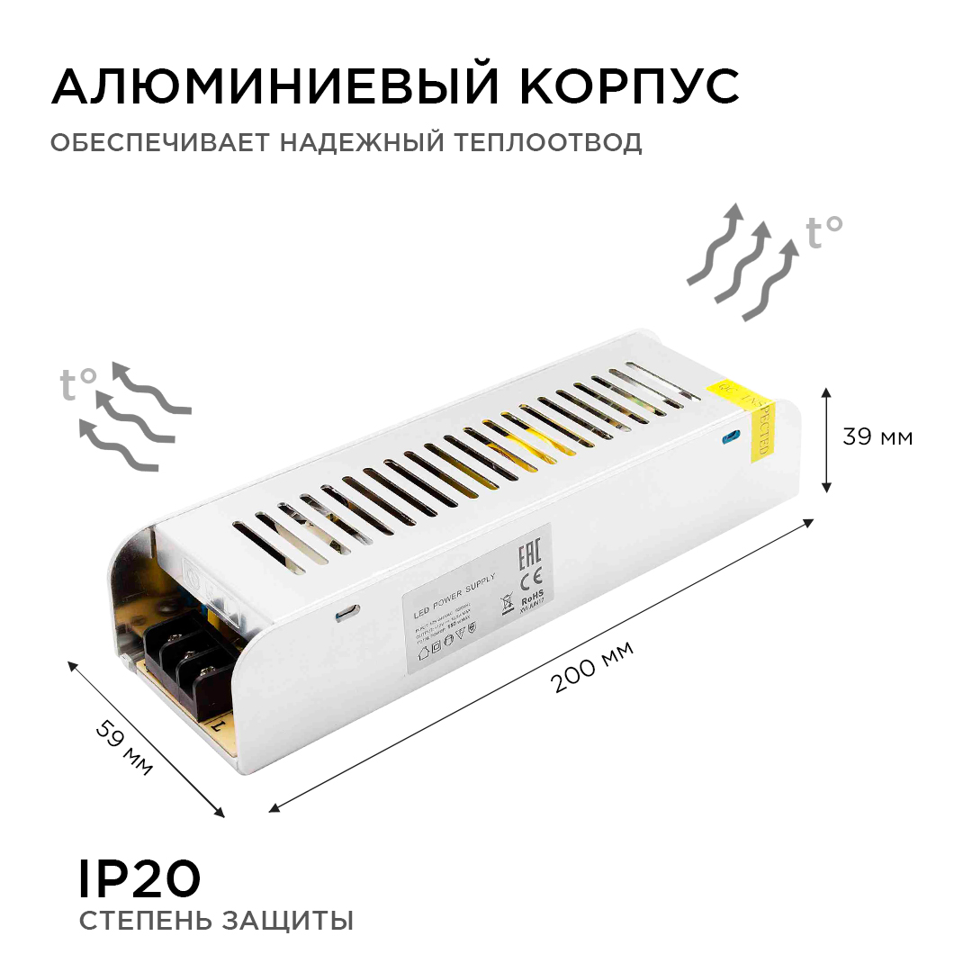 Блок питания Apeyron 12В 150Вт IP20 12,5А PS3-50