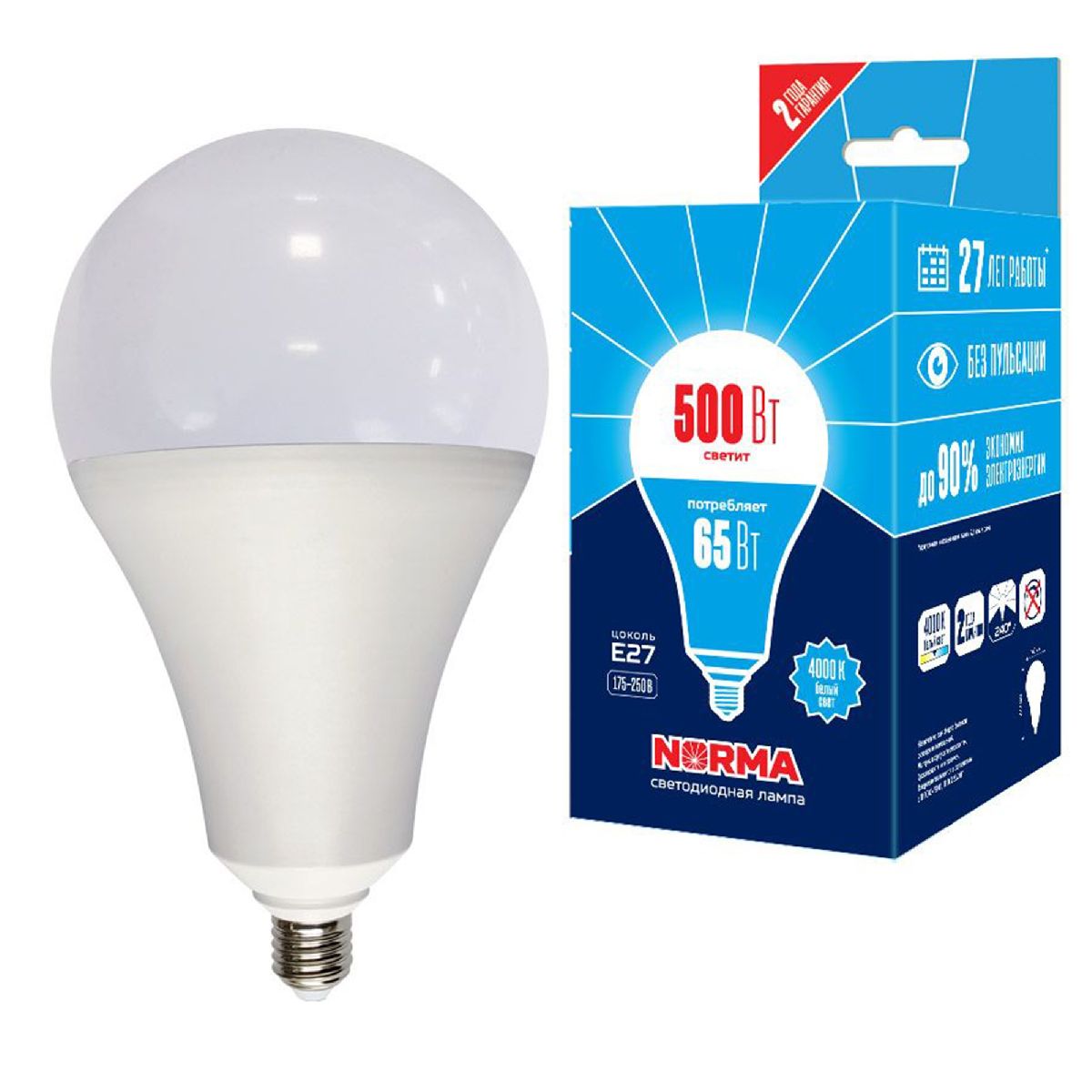 Лампа светодиодная Volpe Norma LED-A160-65W/4000K/E27/FR/NR картон UL-00005617