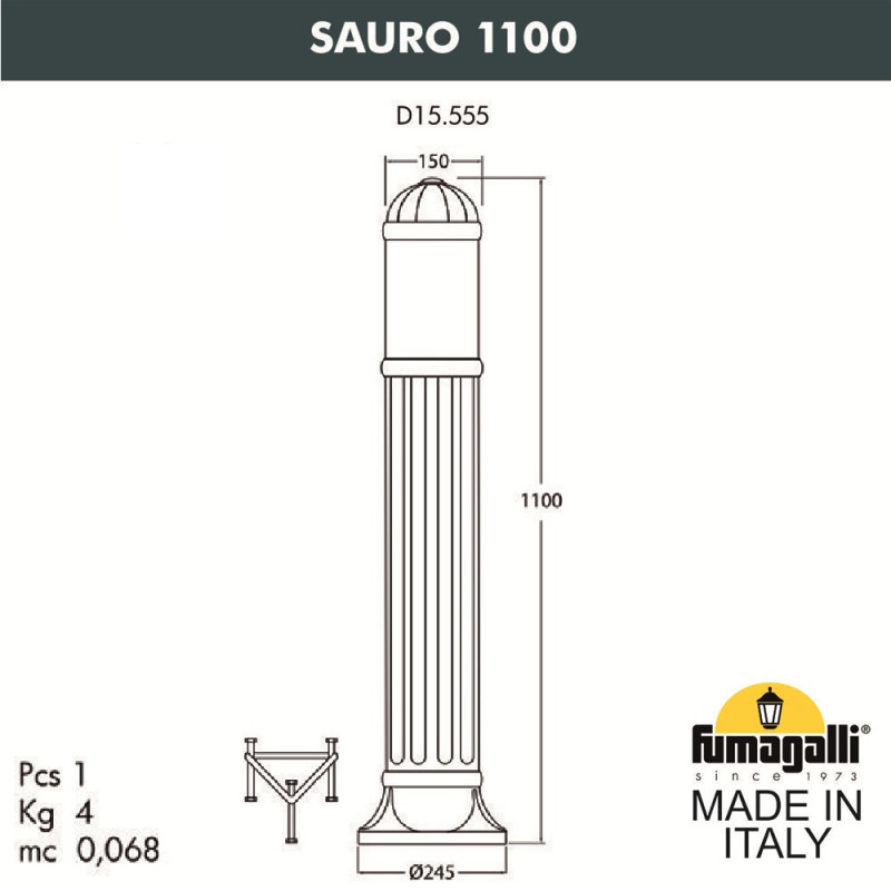Садовый светильник Fumagalli Sauro D15.555.000.LXF1R.FRA