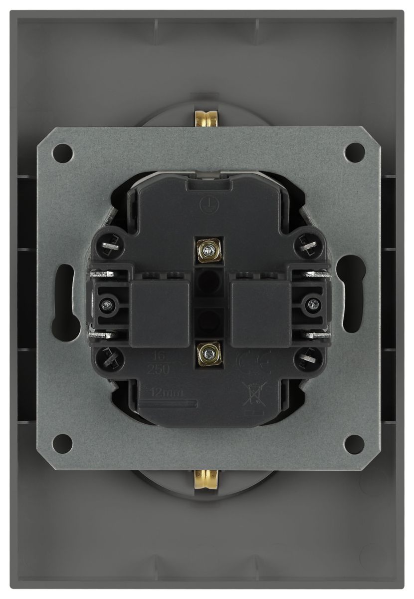Розетка Эра Arktik 16-2107-06 без заземления двойная 2X2P 16А-250В графит Б0071686