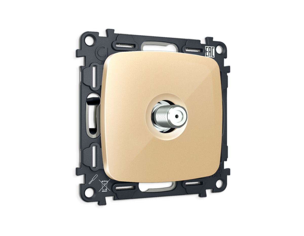 Комплект механизма TV розетки Ambrella Volt SAT 5-2400MHz 3.5dB OMEGA MO613050 Шампань QUANT (OP6130, VM215)