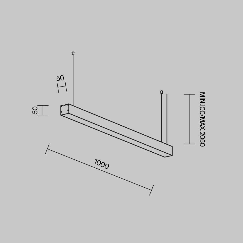 Линейный подвесной светильник Maytoni Technical 3000K 50x50 (Серебро, 1 м) LL312019