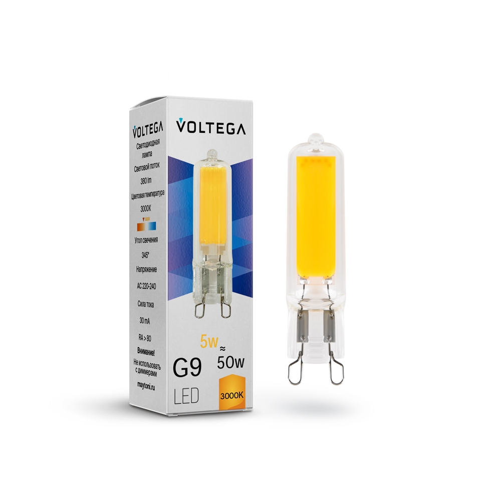 Светодиодная лампа Voltega Simple Capsule 5W 3000K G9 7181