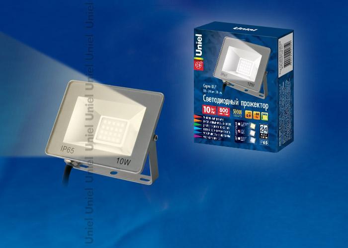 Прожектор светодиодный (UL-00001841) Uniel 10W 3000K ULF-F15-10W/WW IP65 185-240В Silver