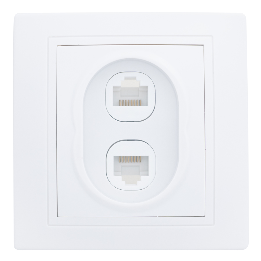 Розетка двойная компьютерная RJ45 скрытой установки IP20, белая 