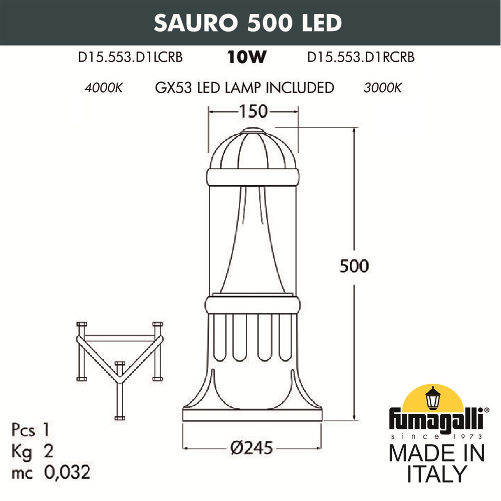 Ландшафтный светильник Fumagalli Sauro D15.553.000.BXD1L.CRB