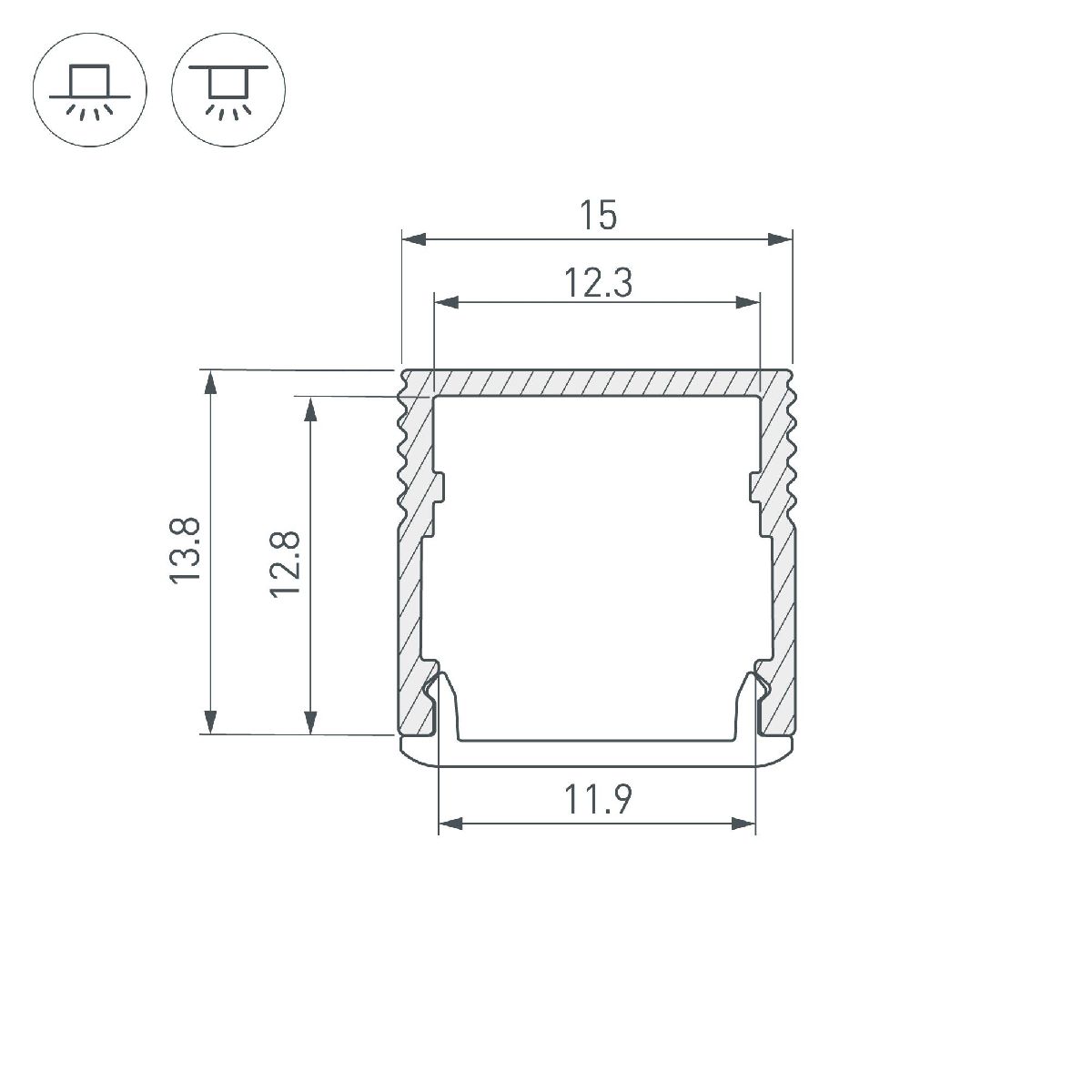 Алюминиевый профиль Arlight SL-MINI-15-2000 ANOD 049019