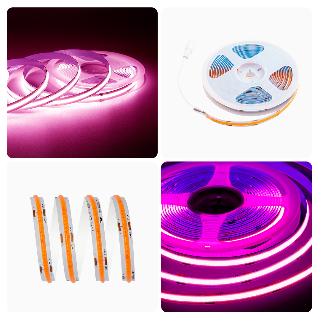 Светодиодная лента Apeyron 3м, 24В, 11Вт/м, COB, 352д/м, IP20 Розовый 186ОО