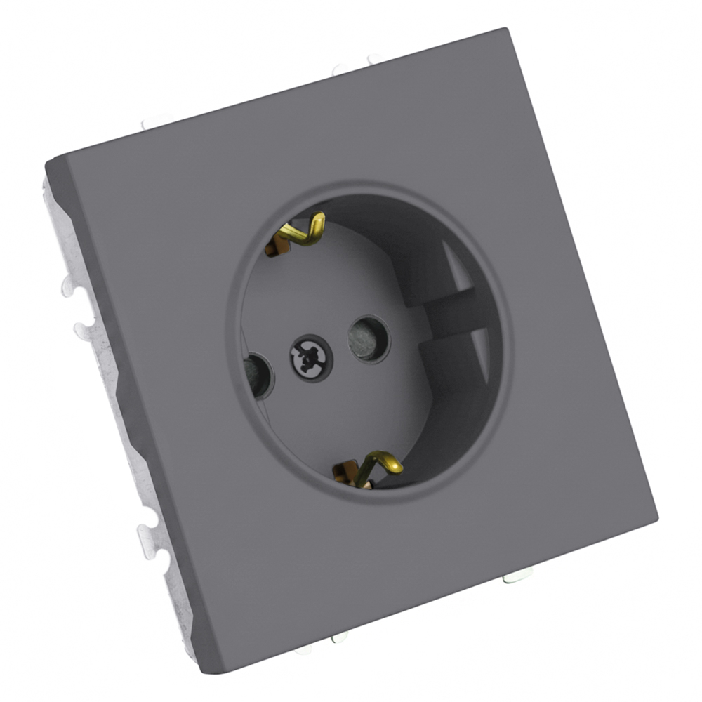 Розетка 1-местная с з/ш с/з (механизм) СЗК Stekker Эмили 250В 16А RST16-5110-10ZK платиново-серый soft touch 50243