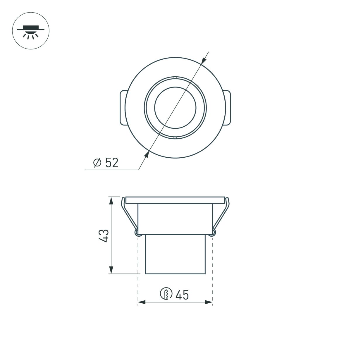 Встраиваемый мебельный светильник Arlight LTM-R52-3W Warm3000 (Белый, 30 deg, 230V) (IP40 Металл) 015393(1)