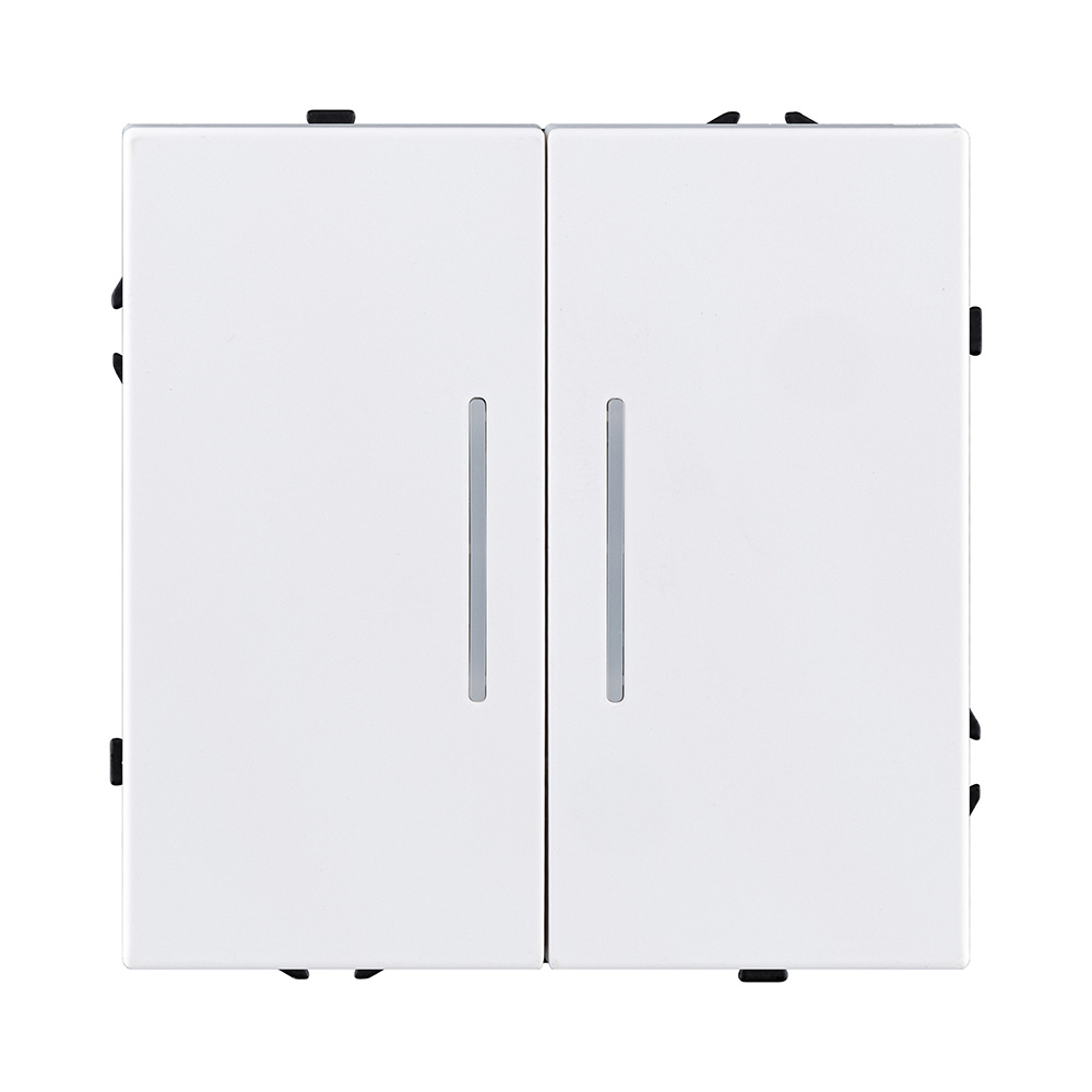 Выключатель 2-клавишный проходной 10А/250В с LED подсветкой, белый матовый Kollinger Eclipse EC-011WH