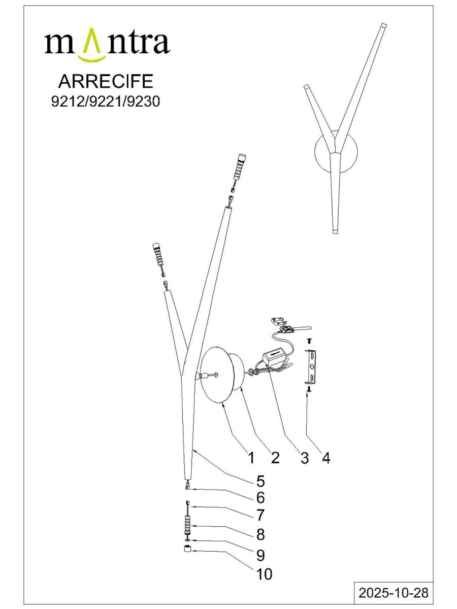 Настенный светильник Mantra Arrecife 9230