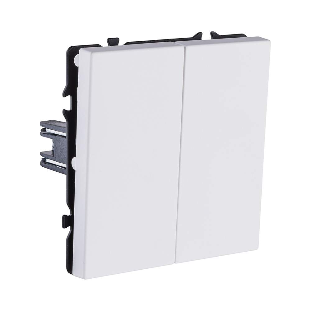 Выключатель 2-клавишный проходной 10А/250В, белый матовый Kollinger Eclipse EC-005WH