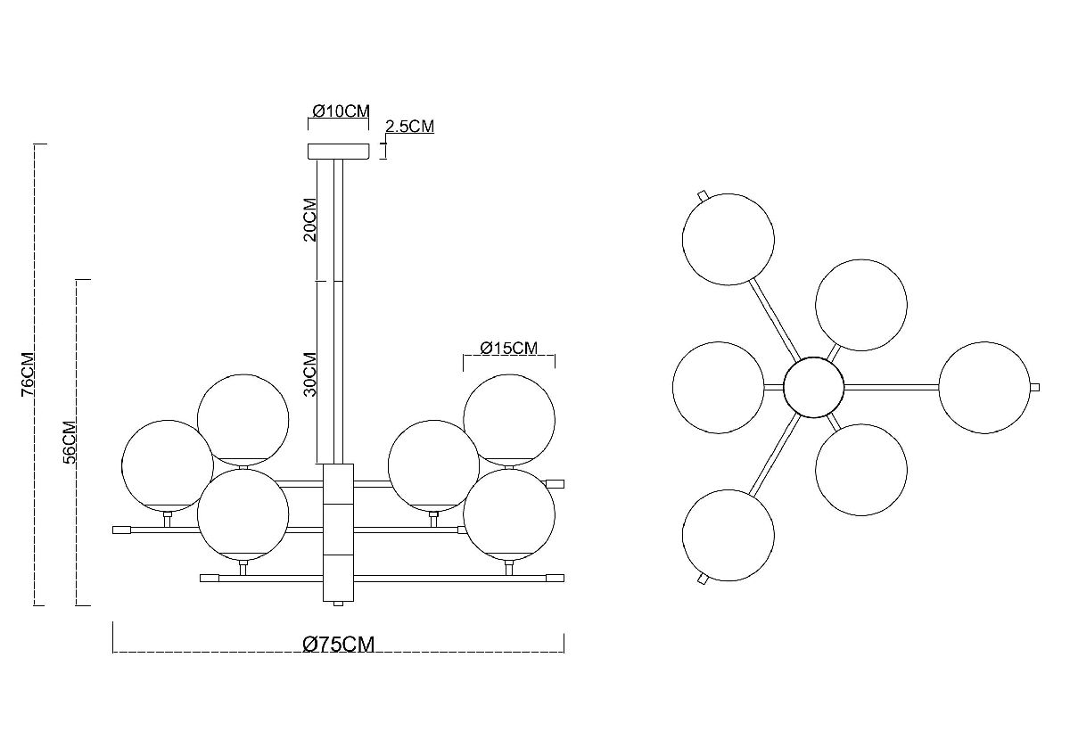 Люстра на штанге Arte Lamp Arkab A2225LM-6BK УЦ