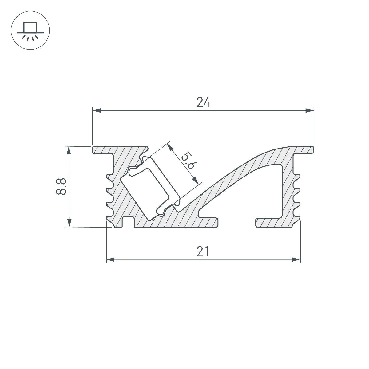 Алюминиевый профиль Arlight SL-BEVEL-W21-F-2000 ANOD BLACK 048997