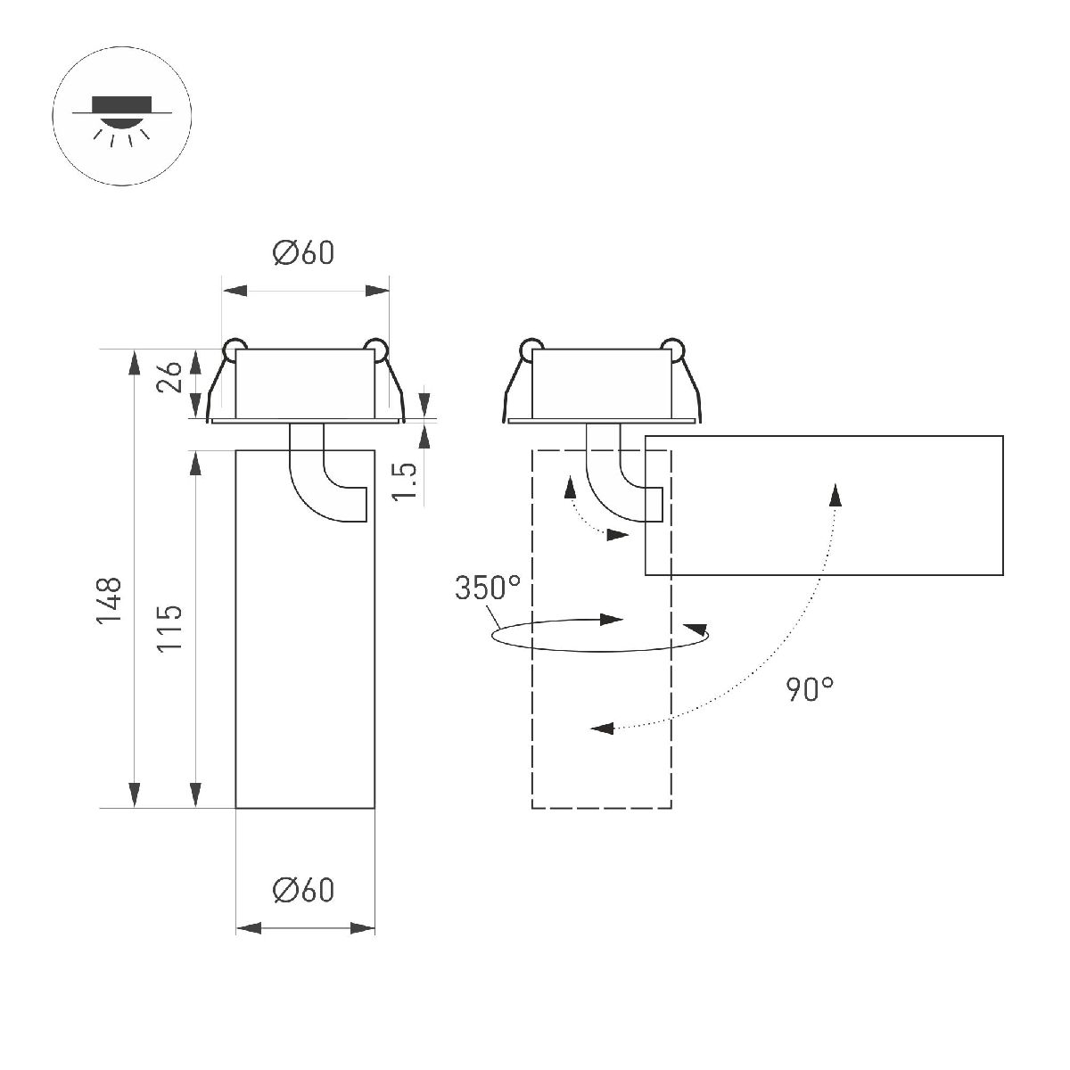 Встраиваемый спот Arlight SP-GABI-BUILT-FLAP-R60-12W Warm3000 049935