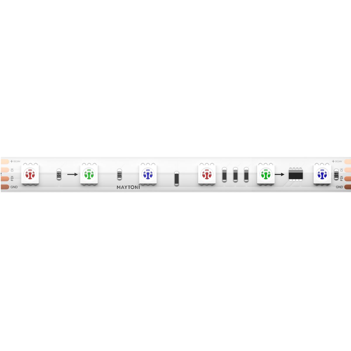 Светодиодная лента Maytoni Led Strip 24В 5050 14,4Вт/м RGB 5м IP67 201248
