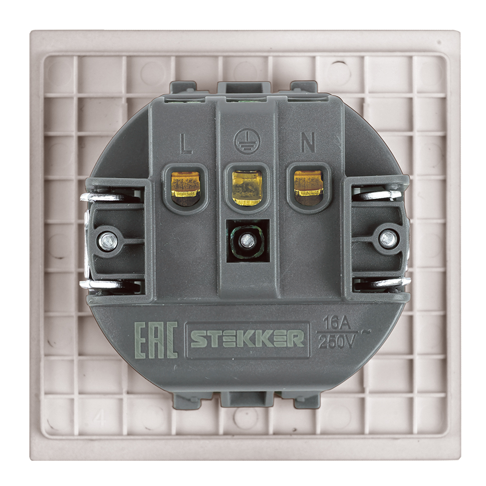 Розетка 1-местная с защитной шторкой с/з (механизм) Stekker Мия 250В 16А RST16-3110-08 пудровый жемчуг 50484