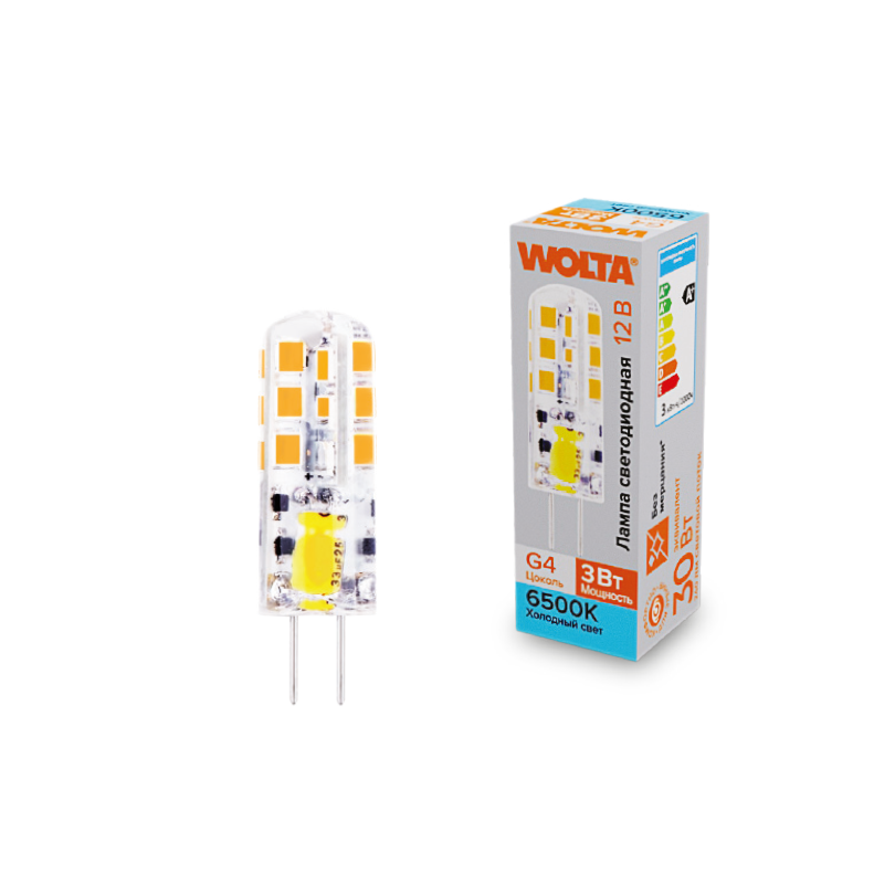 Светодиодная лампа WOLTA 3Вт 6500K G4 матовая WSTD-JC-12V3W6KG4-S