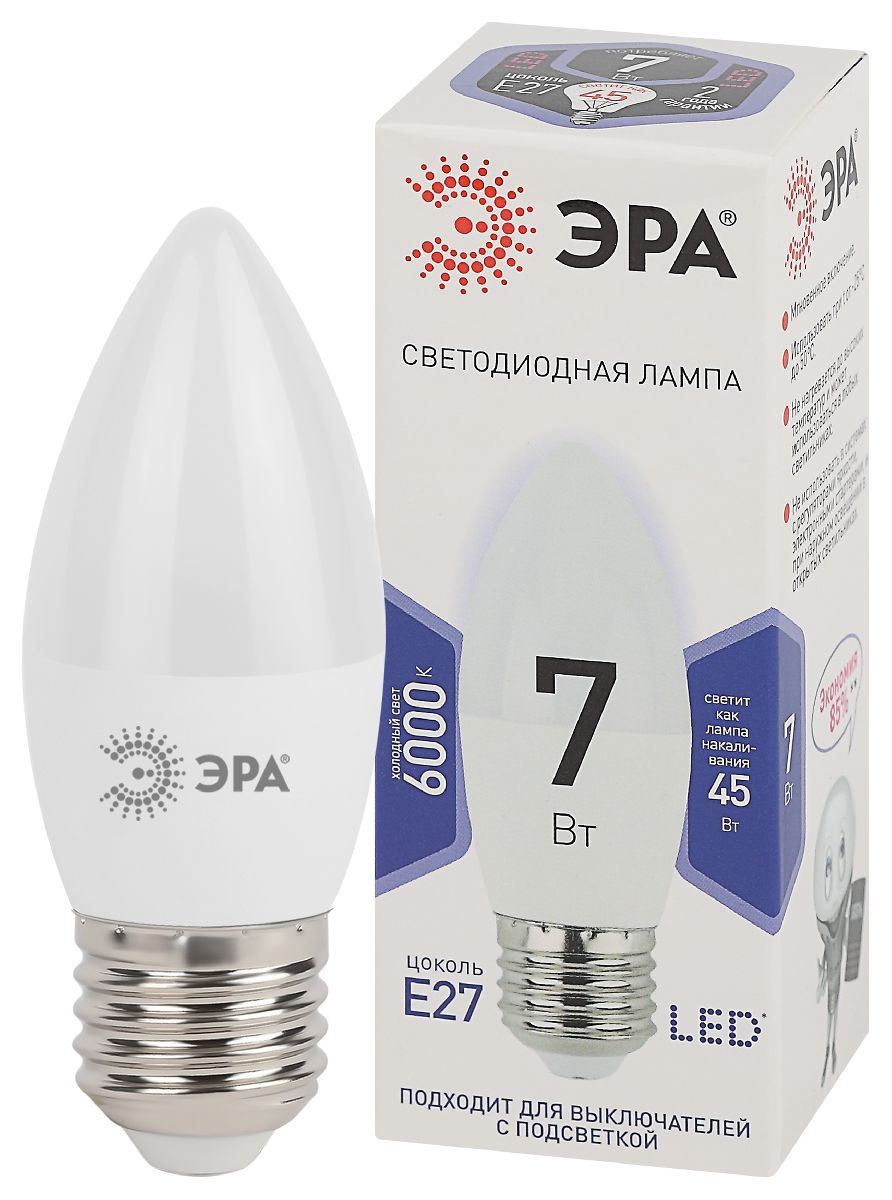 Лампа светодиодная Эра E27 7W 6000K LED B35-7W-860-E27 Б0031413