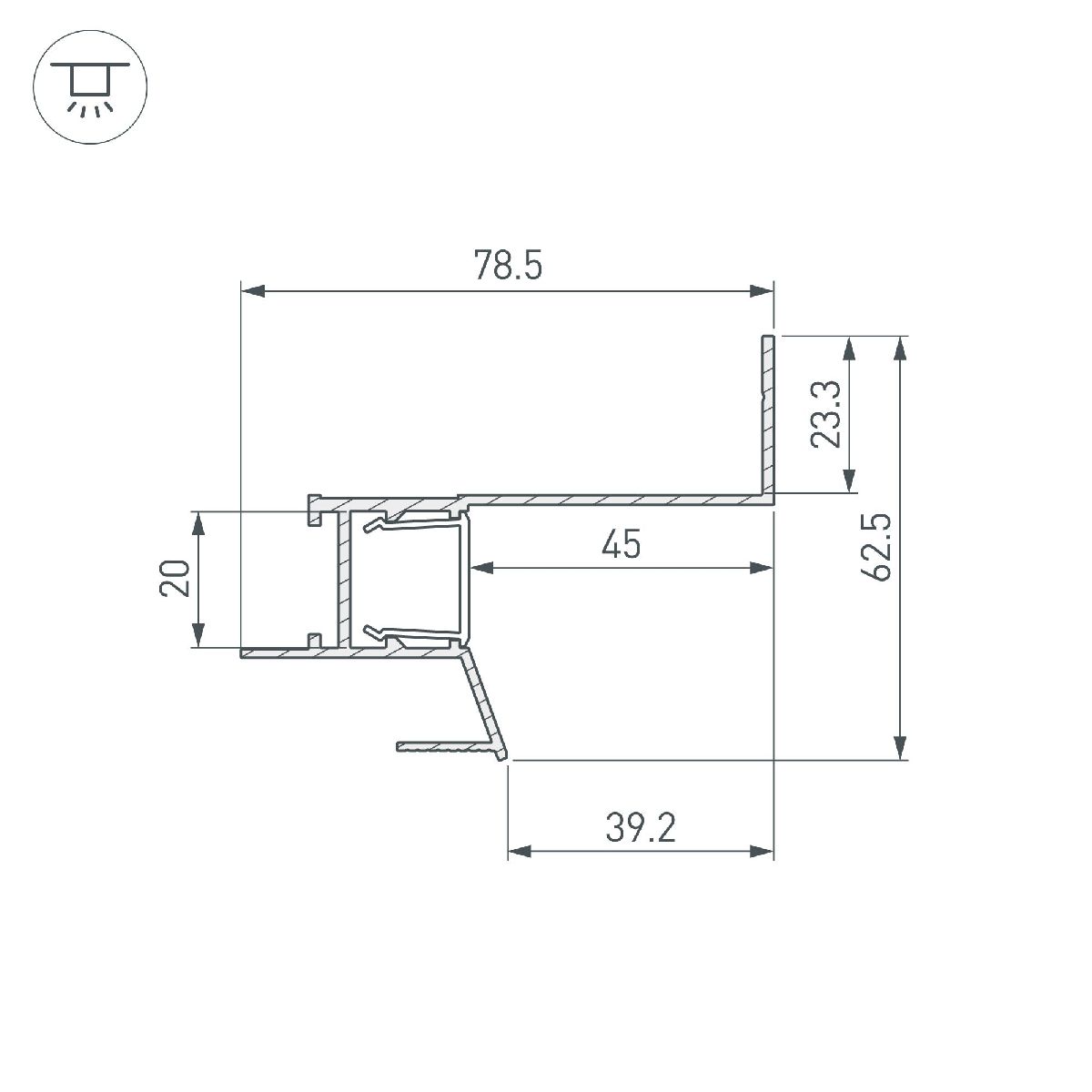 Алюминиевый профиль Arlight СEIL-S18-SHADOW-SIDE-3000 WHITE 050501