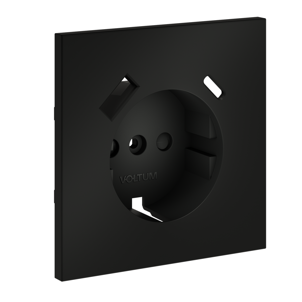 Накладка для розетки с заземлением и защитными шторками, с USB A+C Voltum S70 (черный матовый) VLS001008