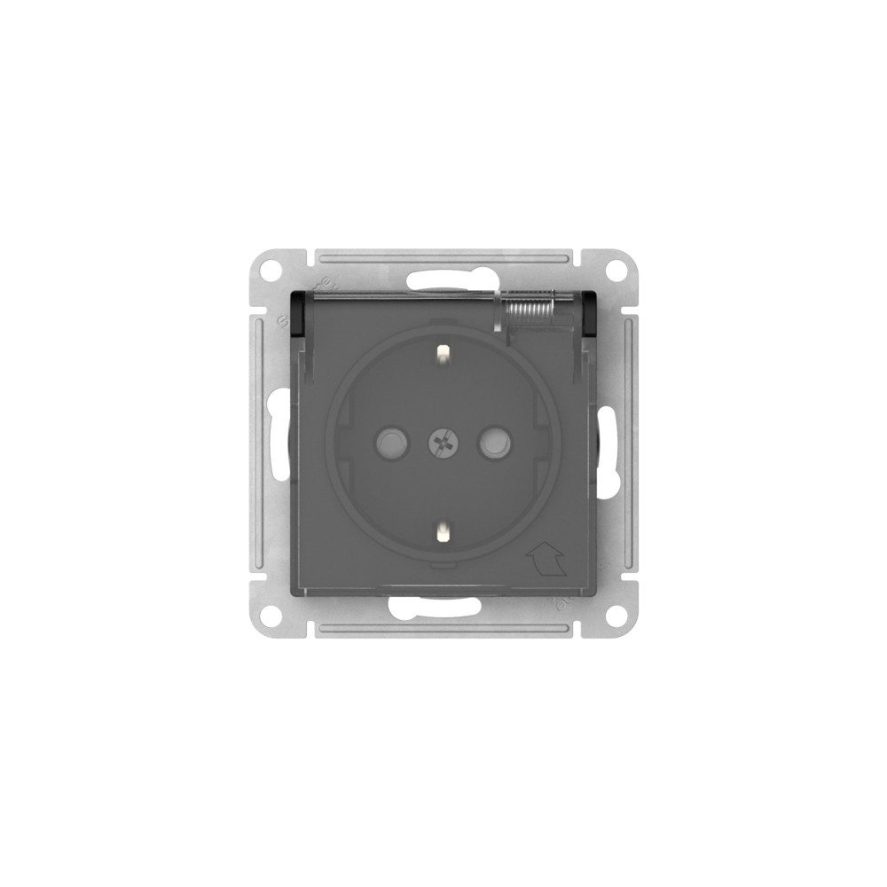 Розетка с зазем. со шт. с прозрач. крыш, 16А, IP44, мех., быстрозажим. Клем Systeme Electric AtlasDesign Aqua Карбон ATN441046S