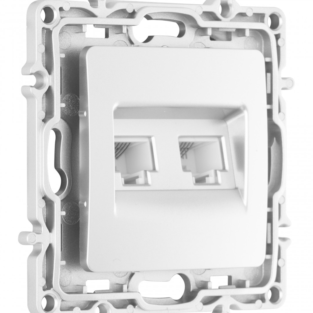 Розетка телефонная RJ11 + компьютерная RJ45 Arte Milano 217.44-1.silver