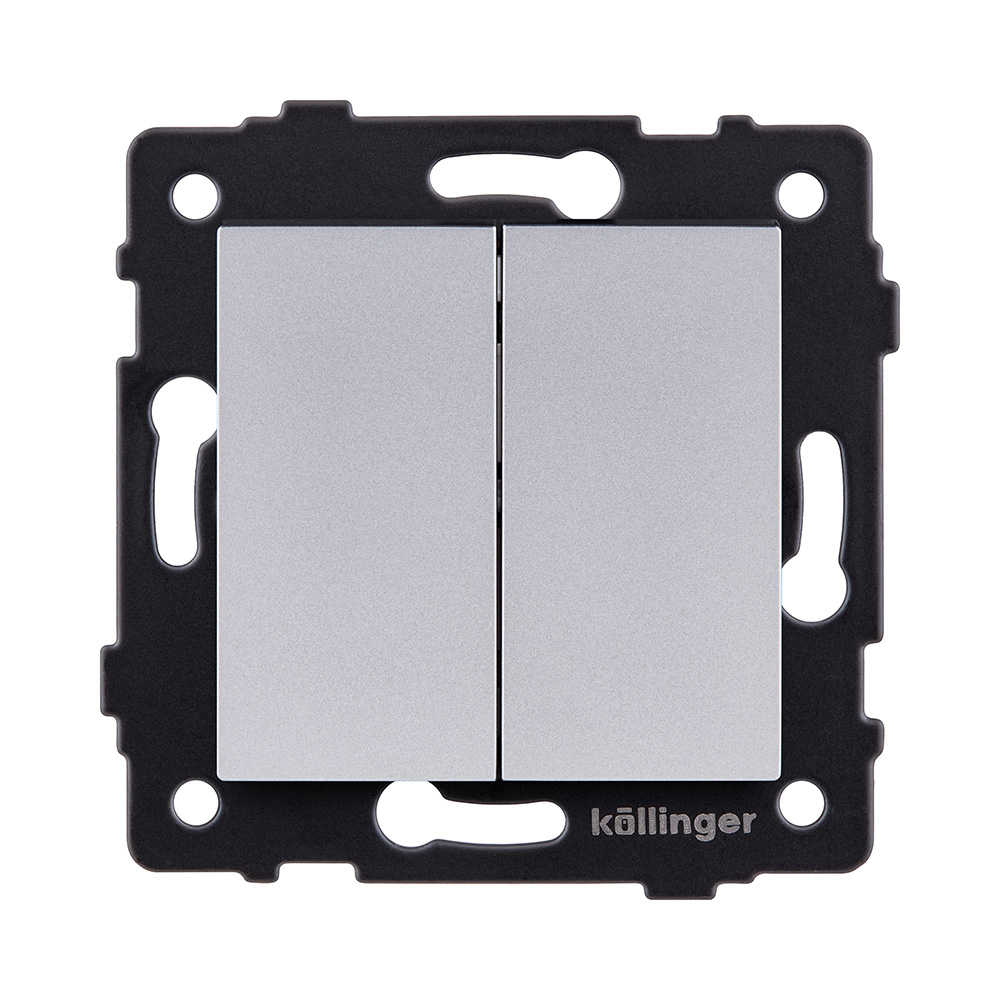 Выключатель 2-клавишный 10А/250В, серый Kollinger REA-S-007GY для Aspekt, Eleganz, Reflex