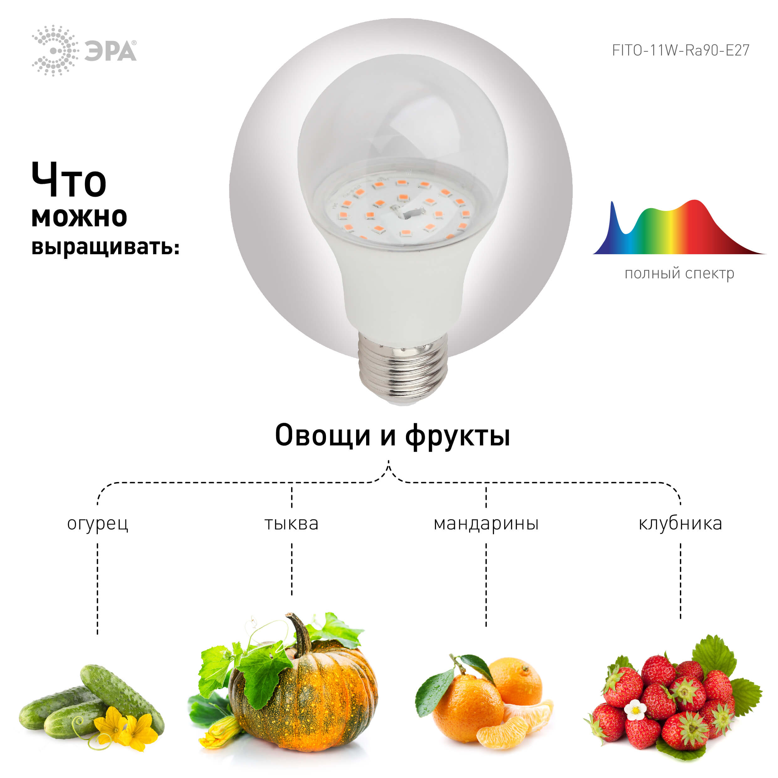 Фитолампа для растений светодиодная ЭРА E27 11W 2150K FITO-11W-Ra90-E27 Б0039172 в Москве