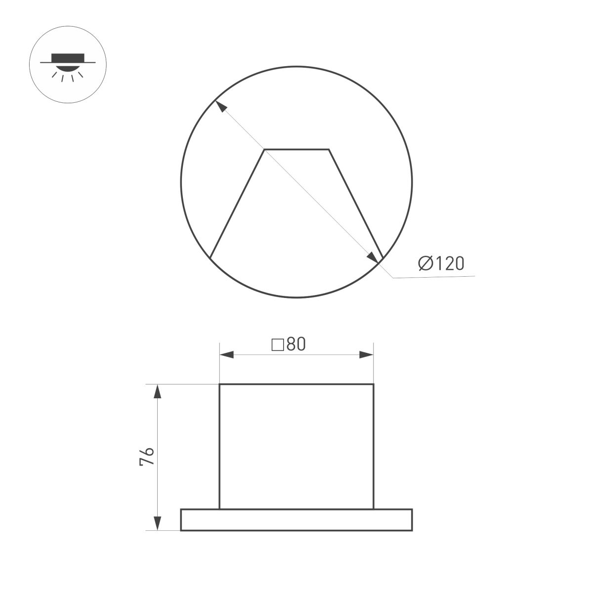 Светильник для ступеней Arlight LT-TIE-R120-3W Warm3000 (WH, 75x30 deg, 230V) (IP65 Бетон) 050869