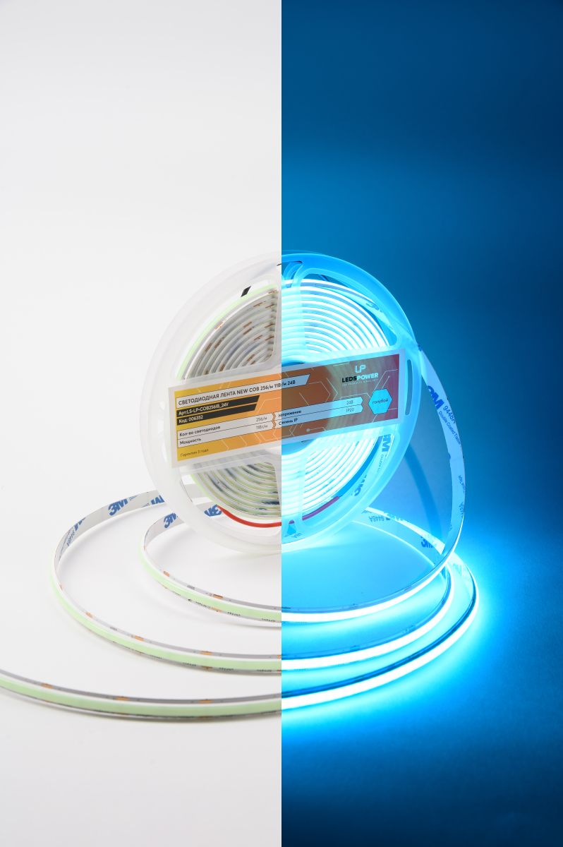 Светодиодная лента LEDS POWER NEW COB 256/м (11Вт/м) 24В голубая 006352