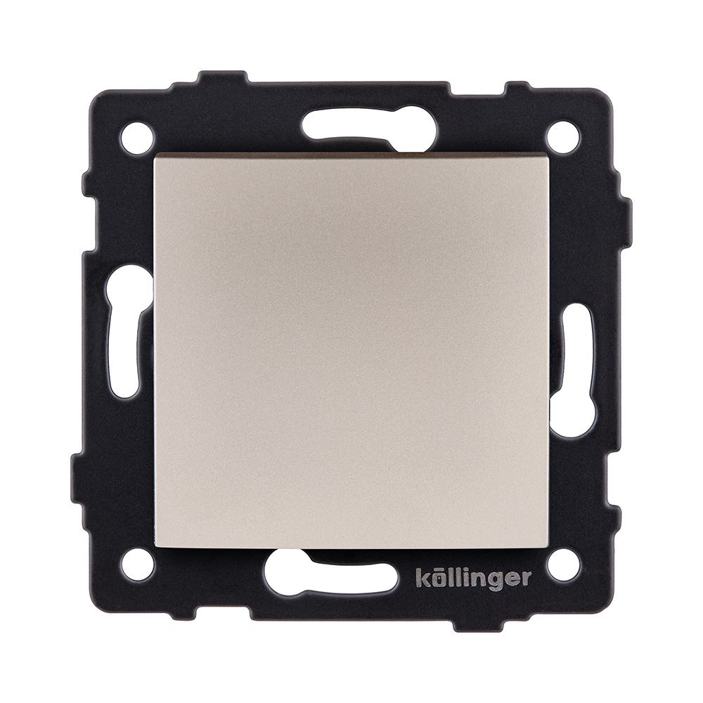 Выключатель 1-клавишный перекрестный 10А/250В, изогнутый, золотой Kollinger REA-R-006GD для Aspekt, Eleganz, Reflex