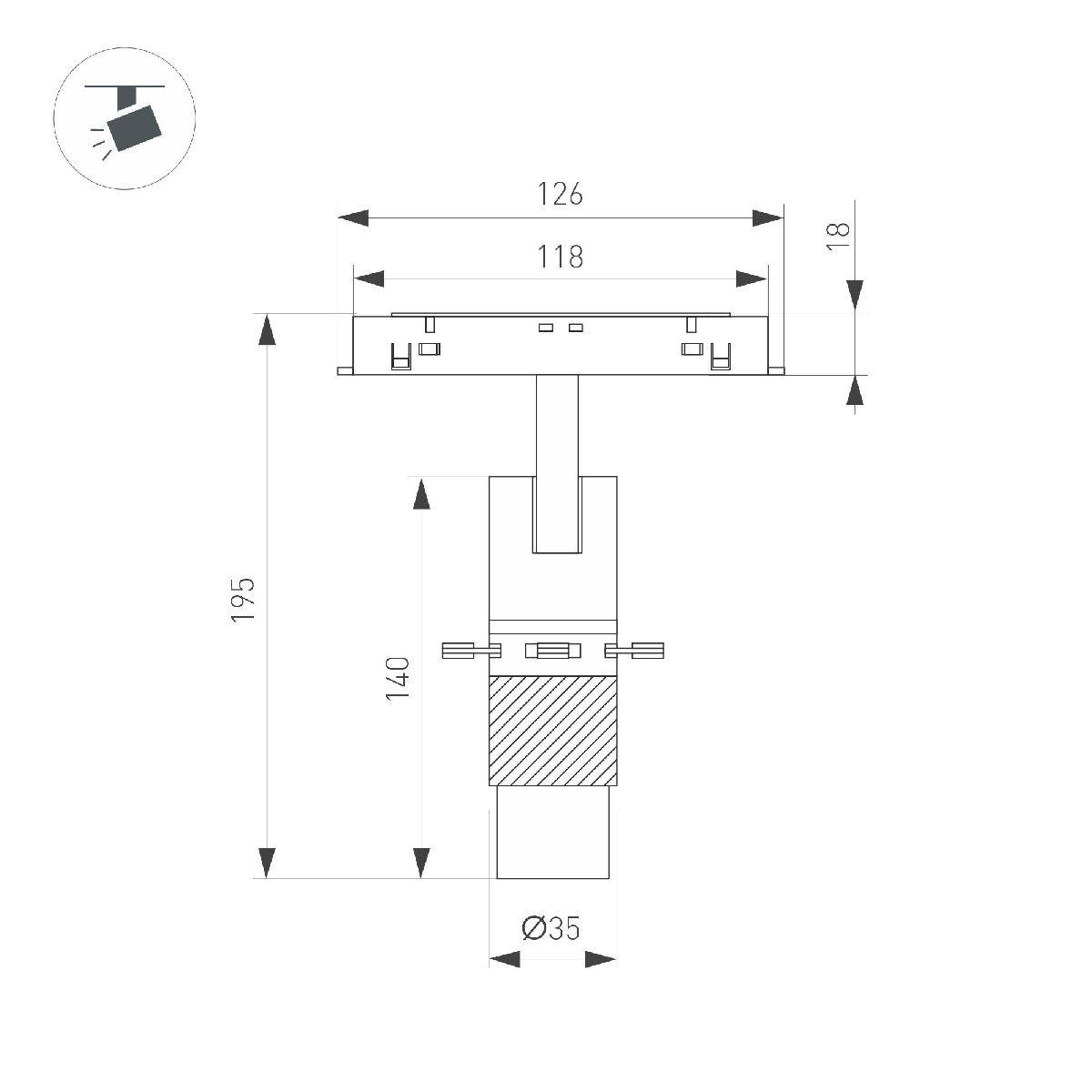 Трековый магнитный светильник Arlight MAG-ORIENT-SPOT-CROP-ZOOM-TC-R35-6W Day4000 (BK, 19-29 deg, 48V) 045066