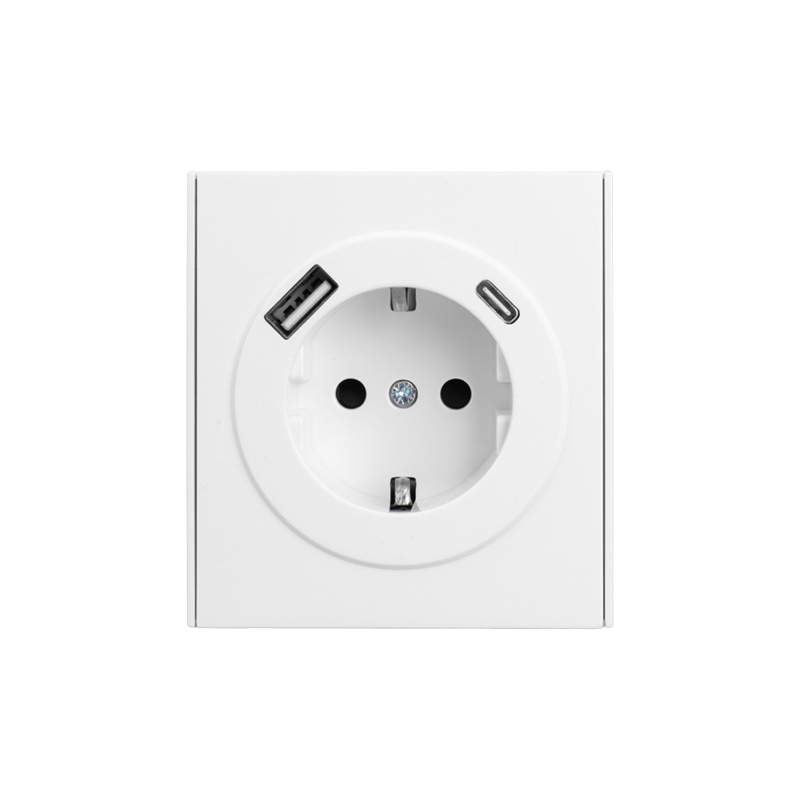 Розетка STRONG 1-ая с/з с/у з/ш 16А с USB A+C быстрой зарядки 5В/3А жемчуг KRANZ KR-78-0704-4