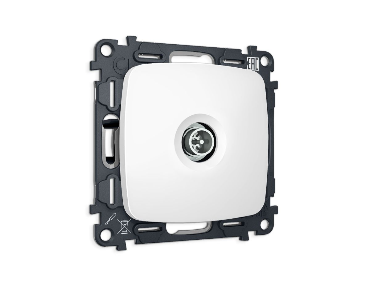 Комплект механизма TV розетки Ambrella Volt оконечной экранированной 5-1000MHz 3dB OMEGA MO133005 Белый матовый QUANT (OP1330, VM199)