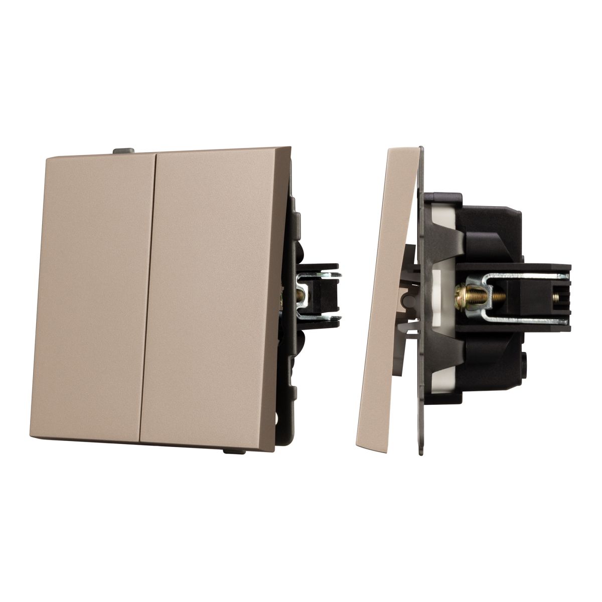 Механизм выключателя двухклавишный непроходной Arlight SWT-TENDO-MK02-PL-GD (230V, 10A) 054061