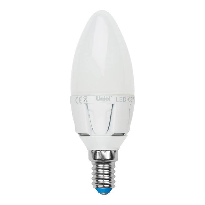Лампа светодиодная Uniel E14 7W 3000K свеча матовая LED-C37 7W/WW/E14/FR PLP01WH Набор из 5штук UL-00008089