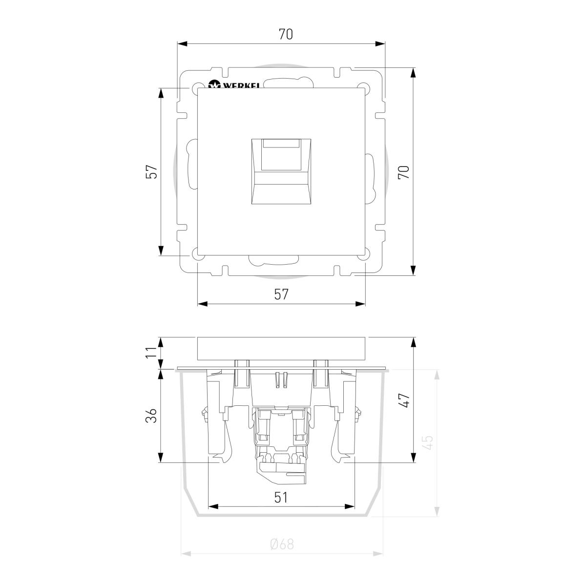 Розетка Werkel Ethernet RJ-45 черный матовый W1181008 4690389156946