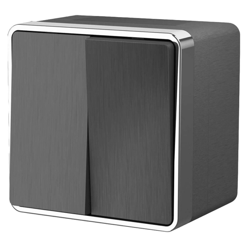 Выключатель двухклавишный влагозащищенный Werkel Gallant графит рифленый WL15-03-02 4690389128271 УЦ